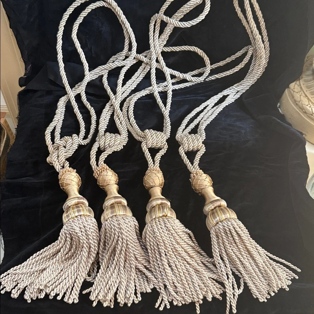 Elegant Rayon cream rope Tassel Curtain Drapery TIE BACKS  4 total